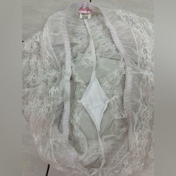 Vintage Dreamgirl White Ruffle Sexy Bow Bloomer Hot Shorts Lingerie 1x/2x - Picture 6 of 7